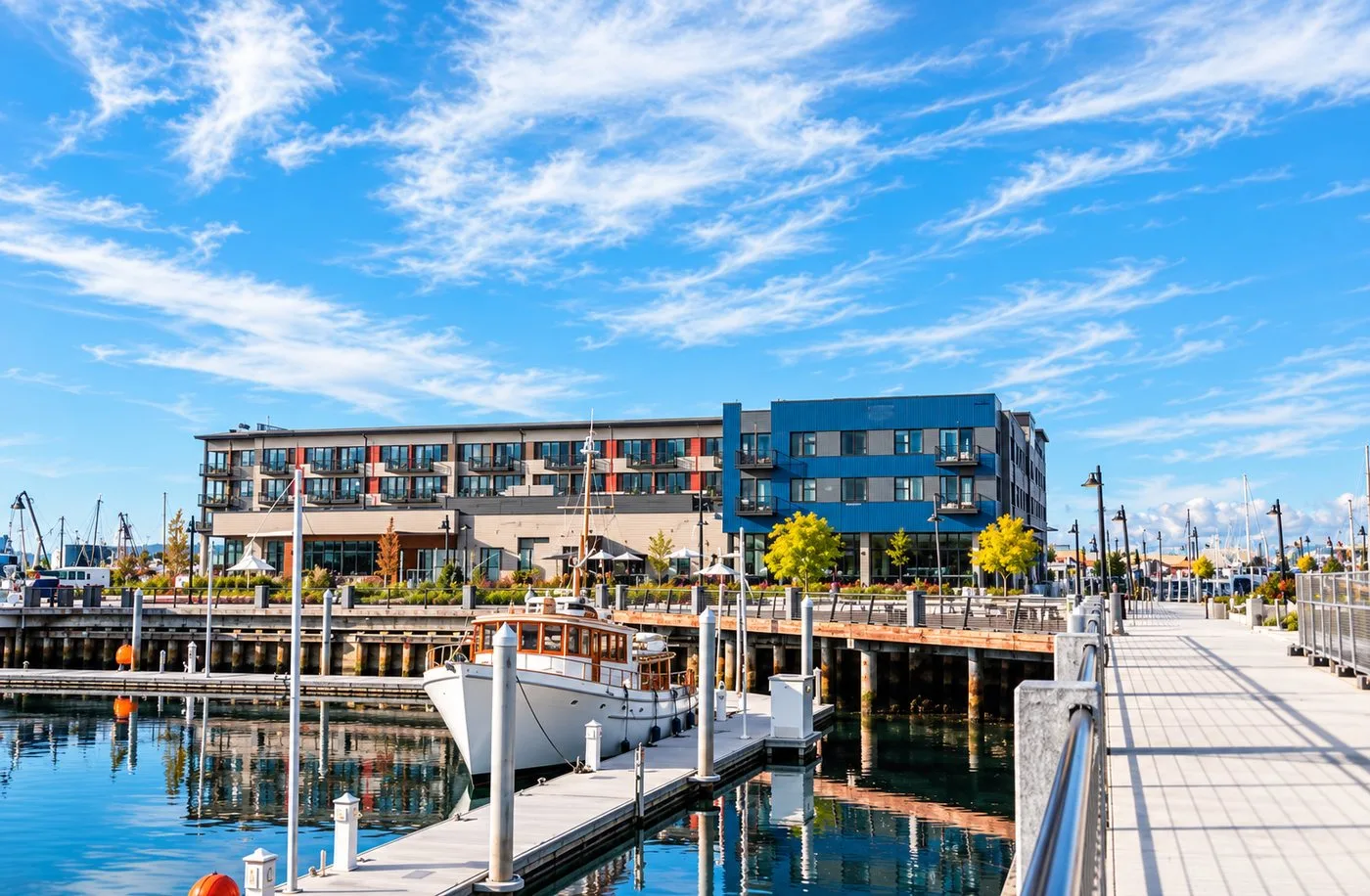 Port of Everett marina and waterfront on a clear day